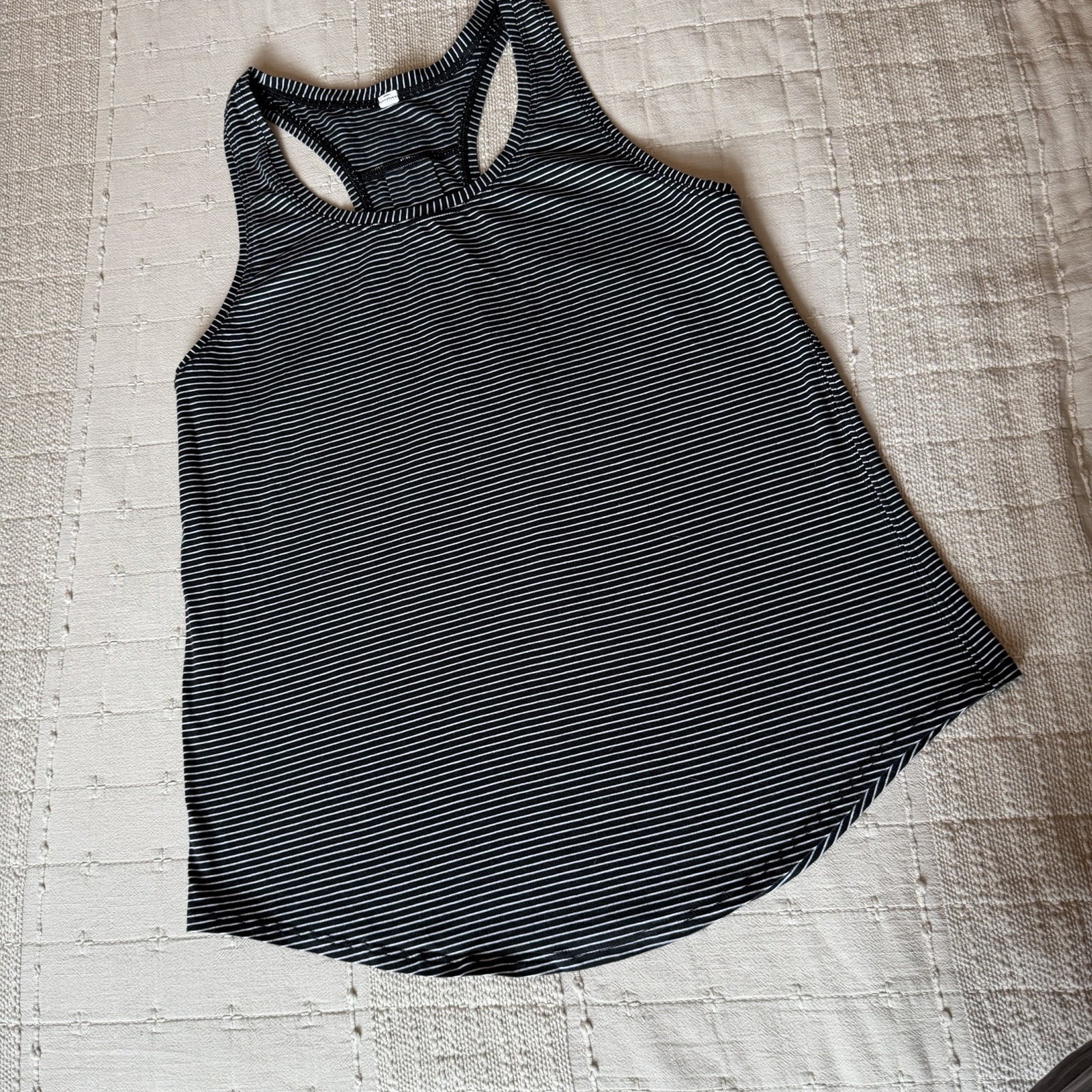 Lululemon Black White Striped Racerback Tank Top Womens Workout Yoga Gym